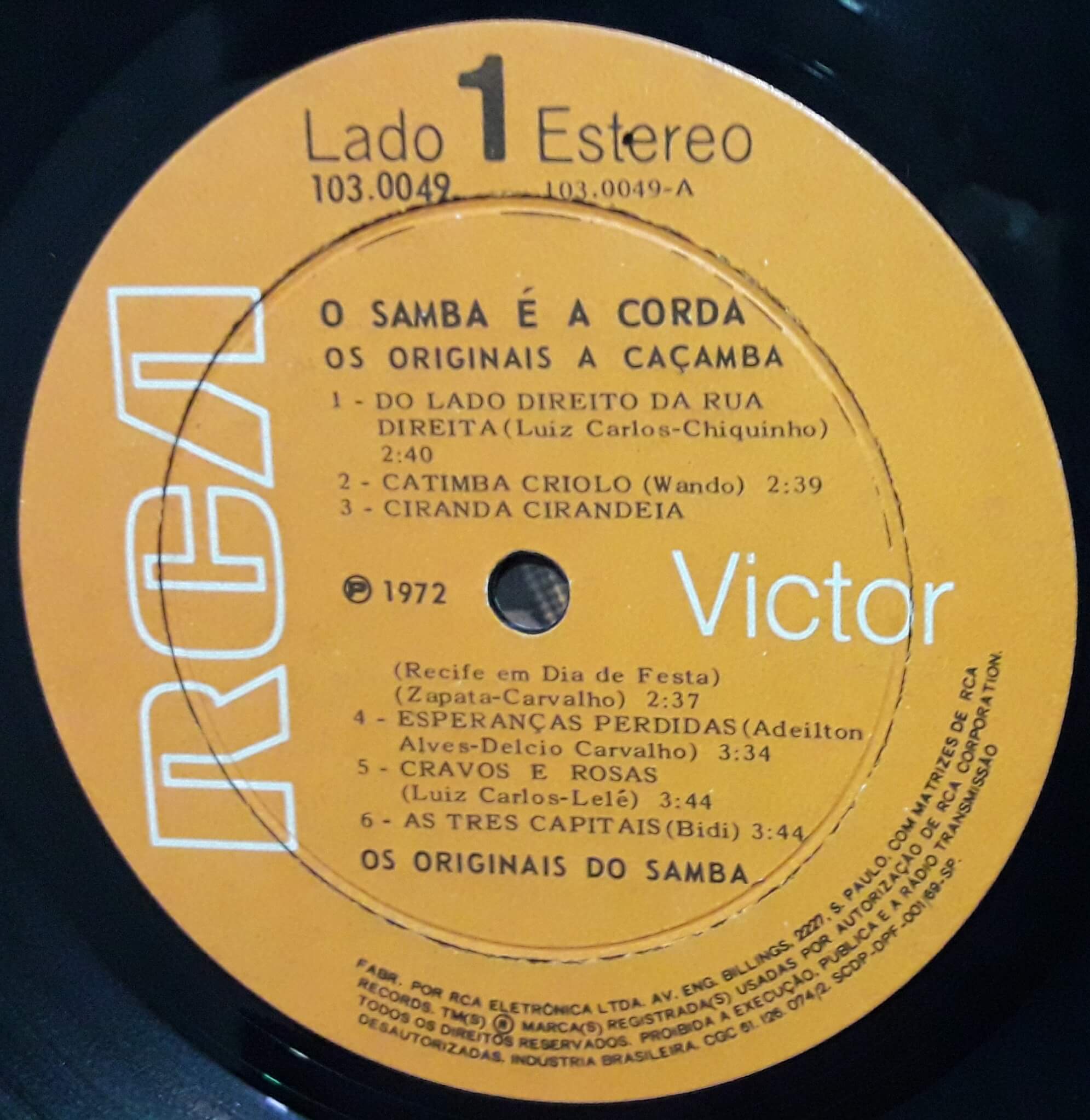 OS ORIGINAIS DO SAMBA - O SAMBA É A CORDA OS ORIGINAIS A CA - RCA - D ...